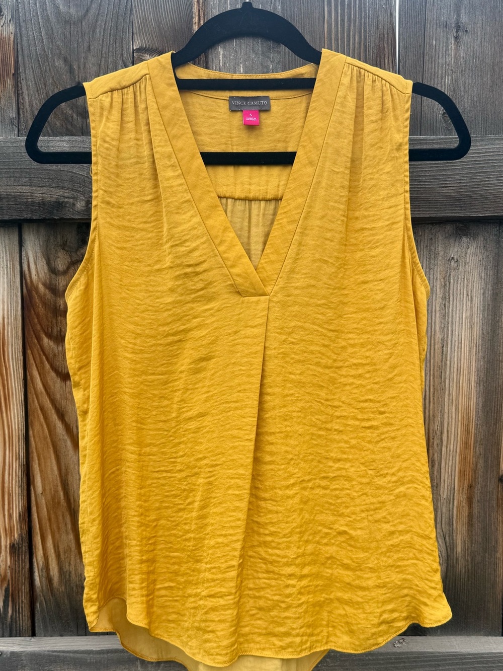 Vince Camuto Marigold Yellow Sleeveless V-Neck Blouse